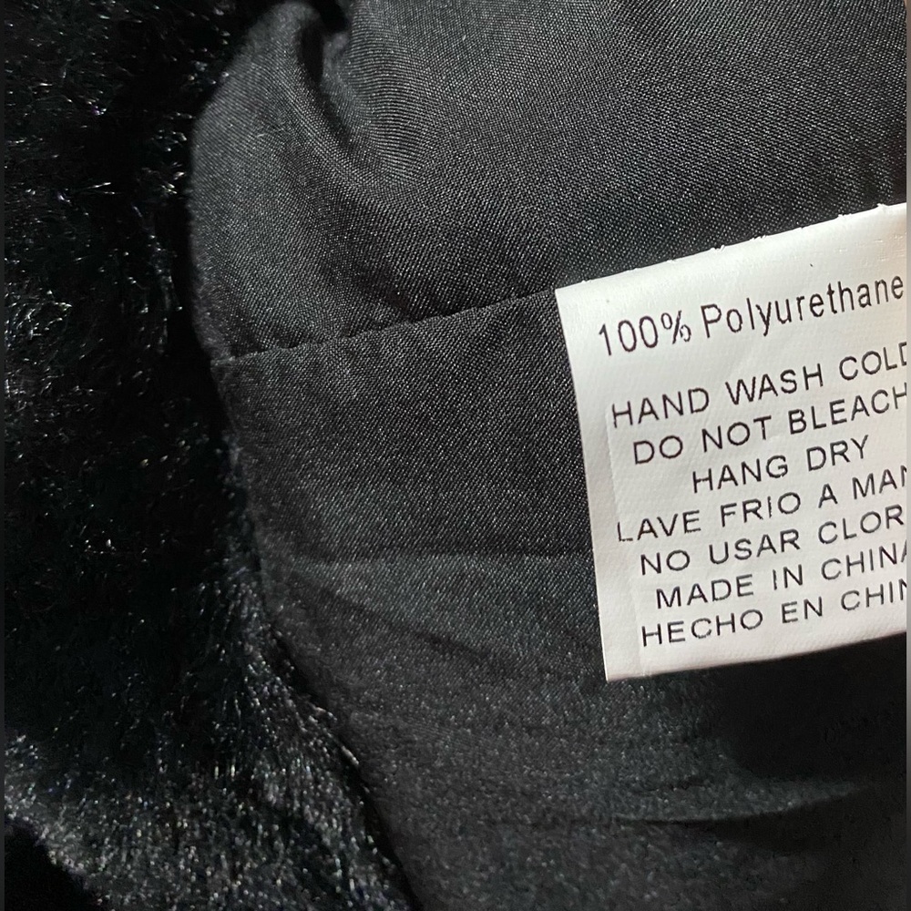 PoshByV Paris faux fur jacket (Black/green) size S/M - Picture 5 of 5